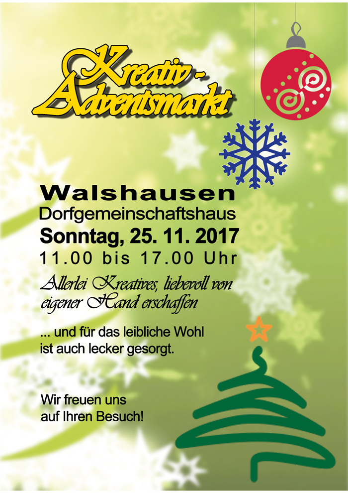Kreativmarkt, Adventsmarkt Walshauen 25.11.2018